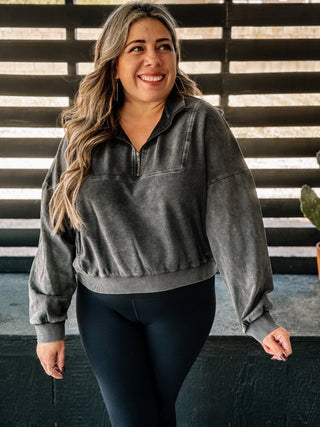 Wanderer Athleisure Half Zip Pullover, Charcoal - The Farmhouse