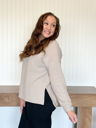 Warm Drift Cloudy Knit Top, Taupe - 130 Basics - The Farmhouse