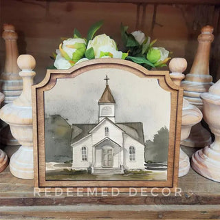 Watercolor Church Provincial Framed Art - 420 Home Decor - The Farmhouse