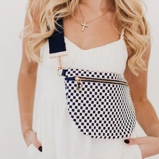 Westlyn Woven Bum Bag, Checkered Navy - 280 Bags - The Farmhouse