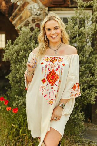 Westward Sky Embroidered Dress - The Farmhouse