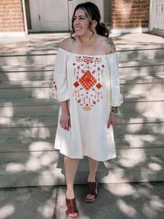 Westward Sky Embroidered Dress - The Farmhouse