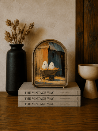 Wheelbarrow Ghosts Arch Framed Art 6x8" - 420 Home Decor - The Farmhouse