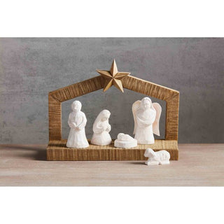 White Christmas Wood Nativity - The Farmhouse