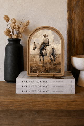 White Horse Cowboy Framed Art 6x8" - 420 Home Decor - The Farmhouse