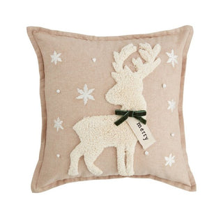 White Reindeer Tufted Pillow - The Farmhouse