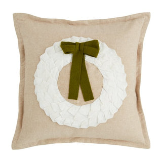 White Velvet Wreath Pillow - The Farmhouse