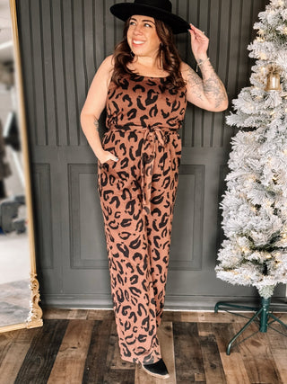 Wild Elegance Leopard Jumpsuit, Brown - The Farmhouse