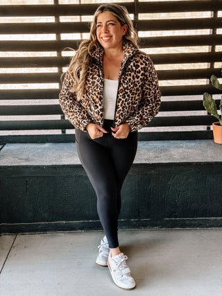 Wildcat Athleisure Puffer Jacket, Leopard Print - The Farmhouse