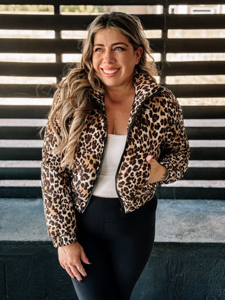 Wildcat Athleisure Puffer Jacket, Leopard Print - The Farmhouse