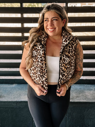 Wildcat Athleisure Puffer Vest, Leopard Print - The Farmhouse