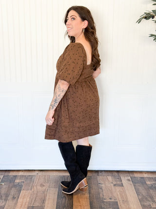 Wildflower Corduroy Babydoll Dress, Brown - 170 Dresses - The Farmhouse