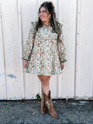 Wildflower Daze Boho Western Babydoll Dress, Paisley Print - The Farmhouse