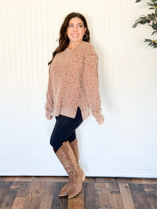 Wildflower Mineral Wash Floral Pullover, Mocha - 140 Sweatshirts + Sweaters - The Farmhouse