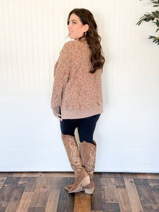 Wildflower Mineral Wash Floral Pullover, Mocha - 140 Sweatshirts + Sweaters - The Farmhouse