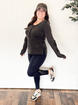 Willow Lace Washed Long Sleeve Top - 100 Casual Tops - The Farmhouse