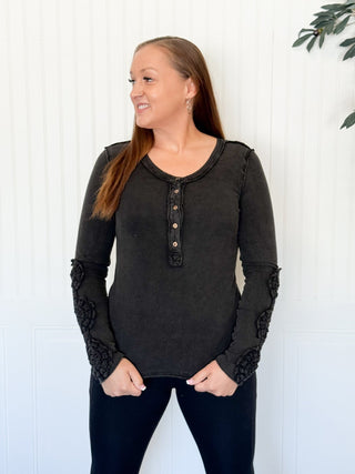 Willow Lace Washed Long Sleeve Top - 100 Casual Tops - The Farmhouse