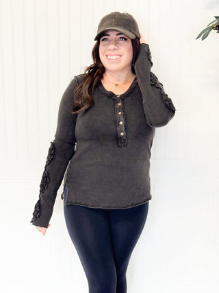 Willow Lace Washed Long Sleeve Top - 100 Casual Tops - The Farmhouse