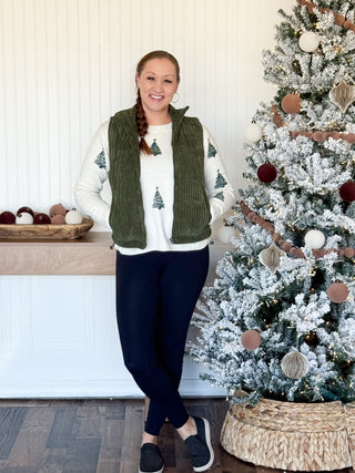 Winter Pines Corduroy Vest, Green - 160 Outerwear - The Farmhouse