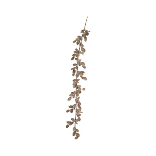 Gold ice-finished leaf garland with beads and glitter accents