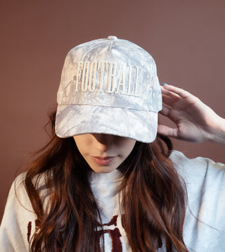 Football camo print trucker hat with structured front panel