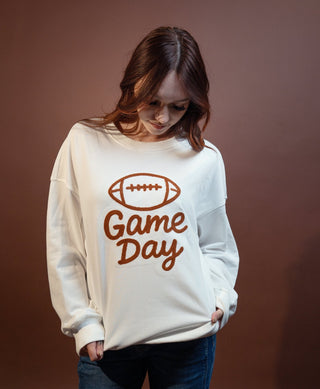 Back view of Friday Lights oversized drop shoulder fleece pullover