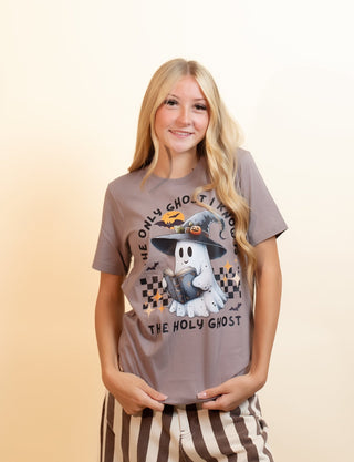 Women's Holy Ghost Cotton Halloween Graphic Tee - 120 Graphic Tees - The Farmhouse