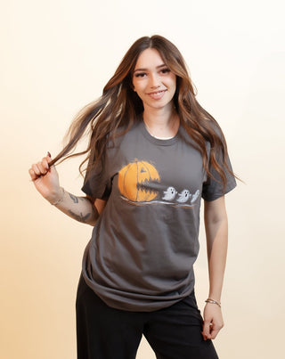 Women's Pumpkin Chase Cotton Halloween Graphic Tee - 120 Graphic Tees - The Farmhouse