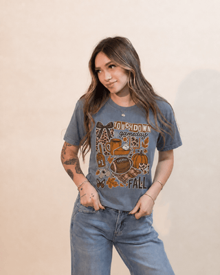 Women's Touchdown Gameday Fall Cotton Graphic Tee - 120 Graphic Tees - The Farmhouse