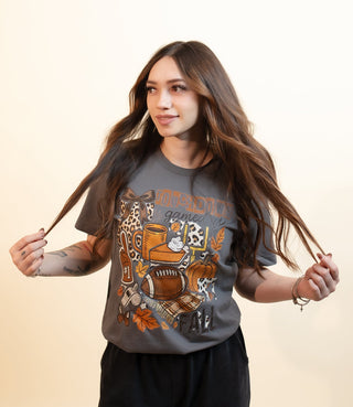 Women's Touchdown Gameday Fall Cotton Graphic Tee - 120 Graphic Tees - The Farmhouse