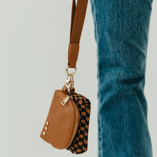 Wonderlust Woven Dual Pouch Wristlet, Checkered Coffee - 280 Bags - The Farmhouse