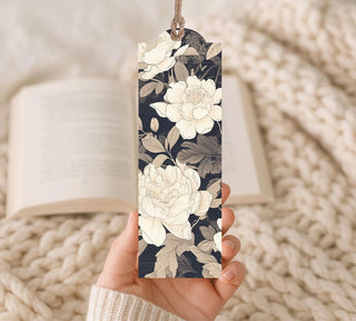 Wood Bookmark Charcoal Floral - 423 Stationery - The Farmhouse