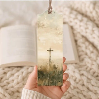 Wood Bookmark Cross Floral - 423 Stationery - The Farmhouse