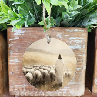 Wood Ornament Jesus Sheep - The Farmhouse