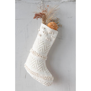 Woven Cotton Blend Christmas Stocking - The Farmhouse