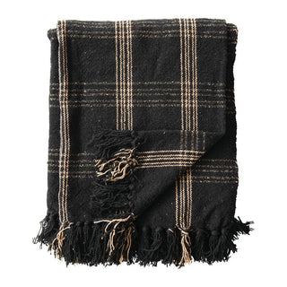 Woven Cotton Blend Throw with Fringe - The Farmhouse