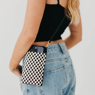 Woven Double Duty Phone Bag, Checkered Black - 280 Bags - The Farmhouse