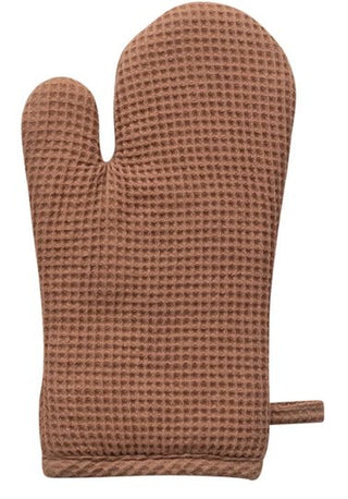 Woven Linen & Cotton Waffle Hot Mitt - Peach - The Farmhouse