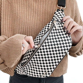 Woven Susie Sidekick Bum Bag, Checkered Black - 280 Bags - The Farmhouse
