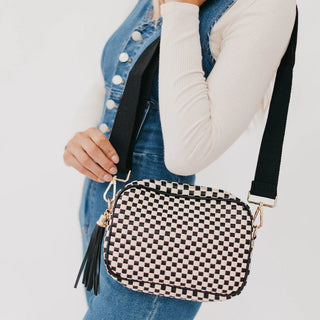 Woven Willow Camera Crossbody Bag, Checkered Black - 280 Bags - The Farmhouse