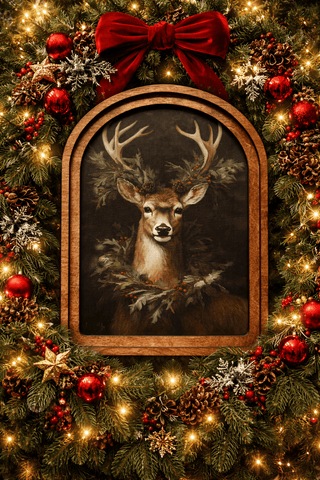 Wreath Deer 8.25x11" Arch Framed Art - 420 Home Decor - The Farmhouse