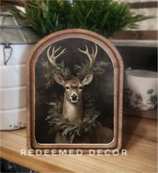 Wreath Deer Arch Framed Art 6x8" - 420 Home Decor - The Farmhouse