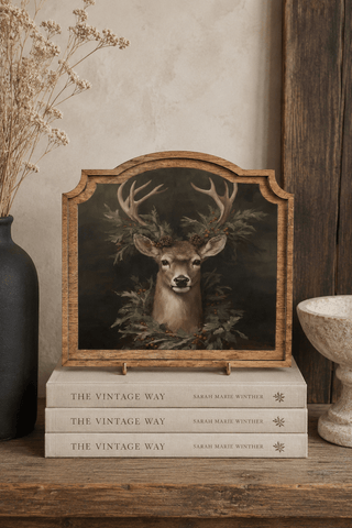 Wreath Deer Provincial Framed Art - 420 Home Decor - The Farmhouse