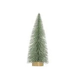 5.5 Rnd x 12 ° H Plastic Bottle Brush Tree w / Glitter & Wood Base