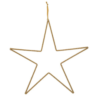 Hanging Metal de Glass Bead Star w / Cotton Velvet Ribbon , Gold Finish