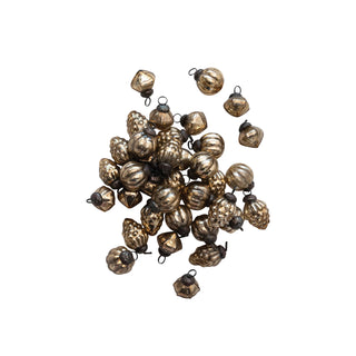 Mercury Glass Ornaments in Muslin Bag Anti que Gold Finish Carton