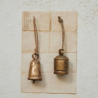4 " H Metal Bell Ornament w / Jute Hanger