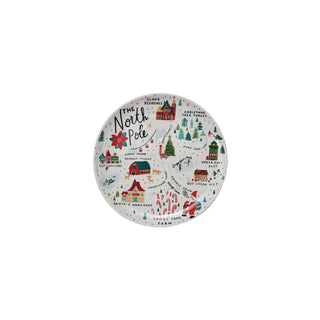 11" Round Stoneware Plate with North Pole Scene, Multi Color
