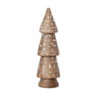 Hand-Carved Mango Wood Tree with Design, Whitewashed