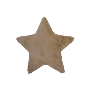 17-3/4"L x 17-3/4"W Faux Fur Star Shaped Pillow, Tan Color